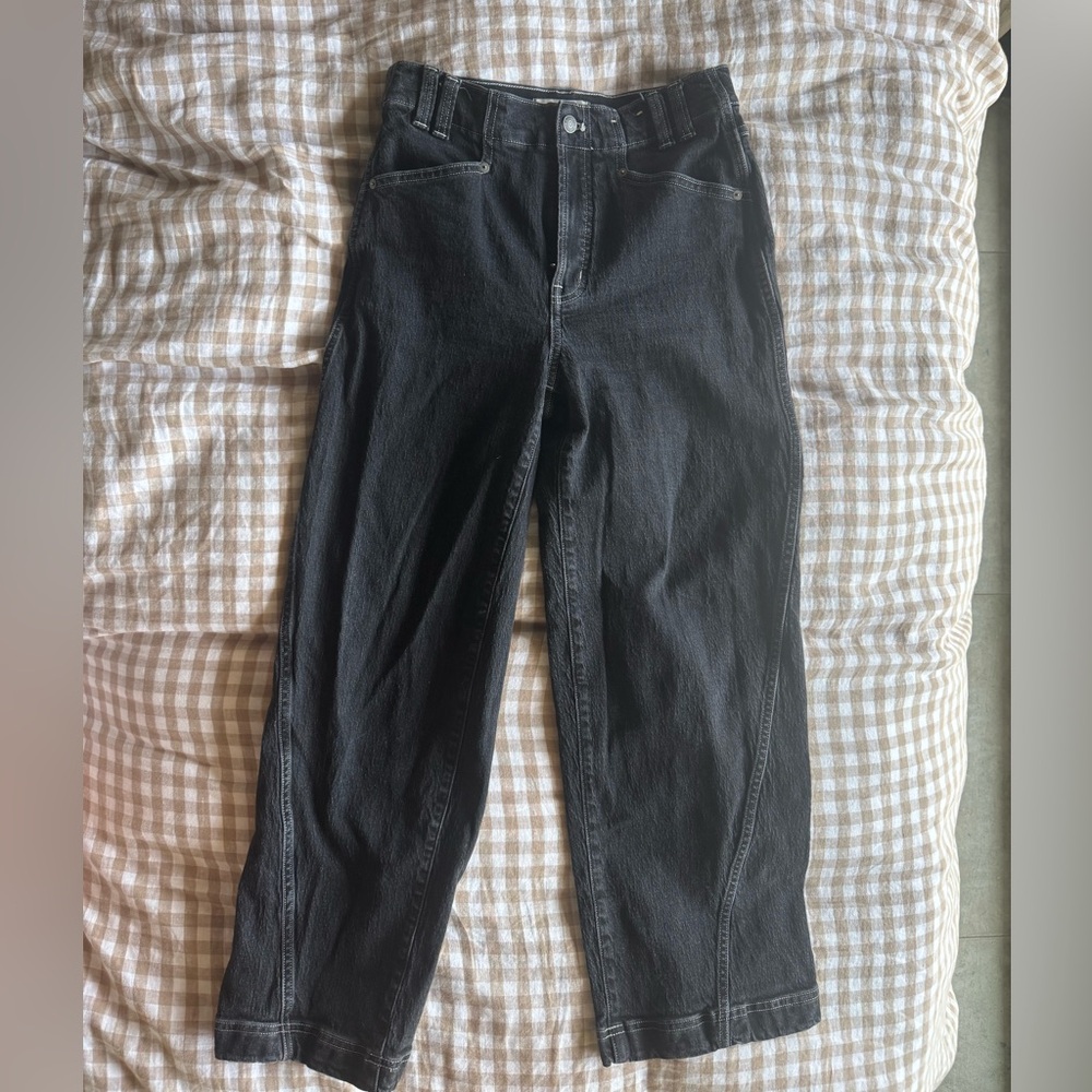 Womens Madewell - The Perfect Vintage Wide Leg Jean. Size 27. Washed black denim